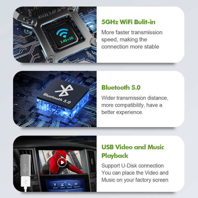 ISUDAR Carlinkit Wireless Carplay Android Auto Kit For Infiniti Q50L/QX50/QX60/Nissan/Patrol Car Multimedia Play Box