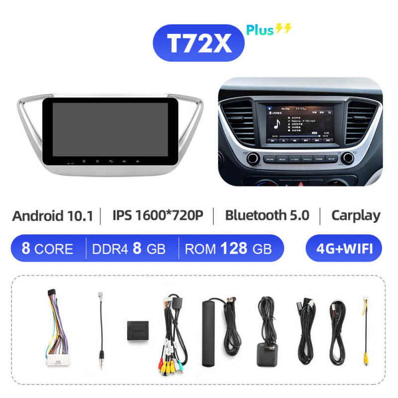 T72 10.33 Inch Android 10 Car Radio For Hyundai/Solaris/Verna 2017-