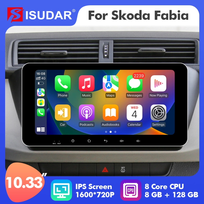 T72 10.33 Inch Android 10 Car Radio For Skoda Fabia 2015 2016 2017 2018 2019