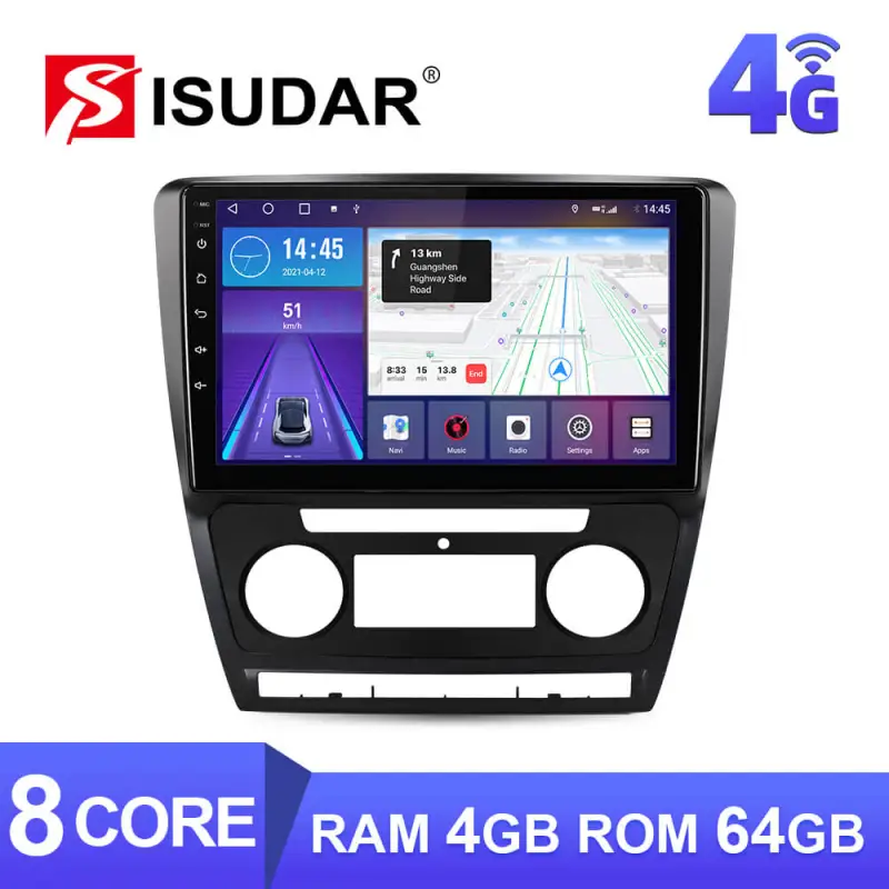 ISUDAR W68 4G SIM Card Android 10 Car Radio For Skoda Octavia A5 2009 2010 2012 2013