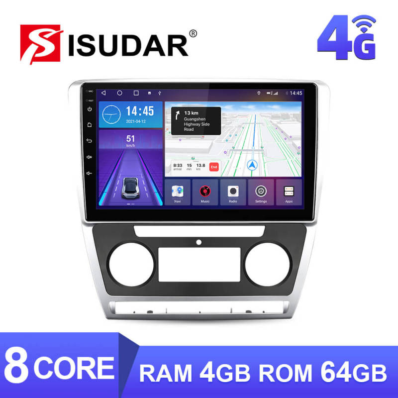 ISUDAR W68 4G SIM Card Android 10 Car Radio For Skoda Octavia A5 2009 2010 2012 2013