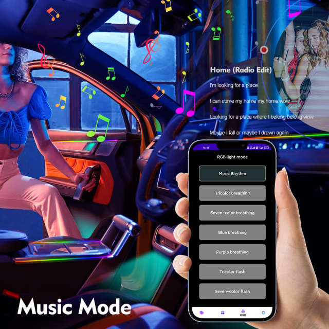 Car Interior Ambient Symphony Flowing Colorful LED Lights