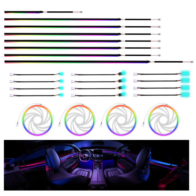 Car Interior Ambient Symphony Flowing Colorful LED Lights