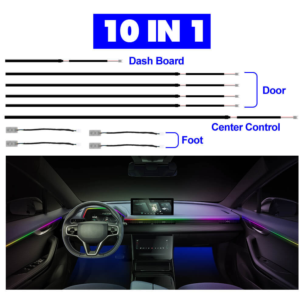 Car Interior Ambient Symphony Flowing Colorful LED Lights