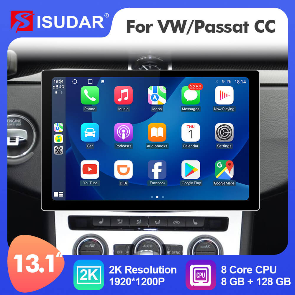 ISUDAR T72 2K 13.1 Inch 1920*1200P Android 10 Car Radio For VW Passat B6 B7