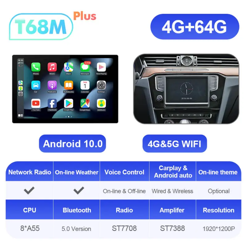 ISUDAR T72 2K 13.1 Inch 8 Core Android 10 Car Radio For VW/Volkswagen Passat B8 2015-