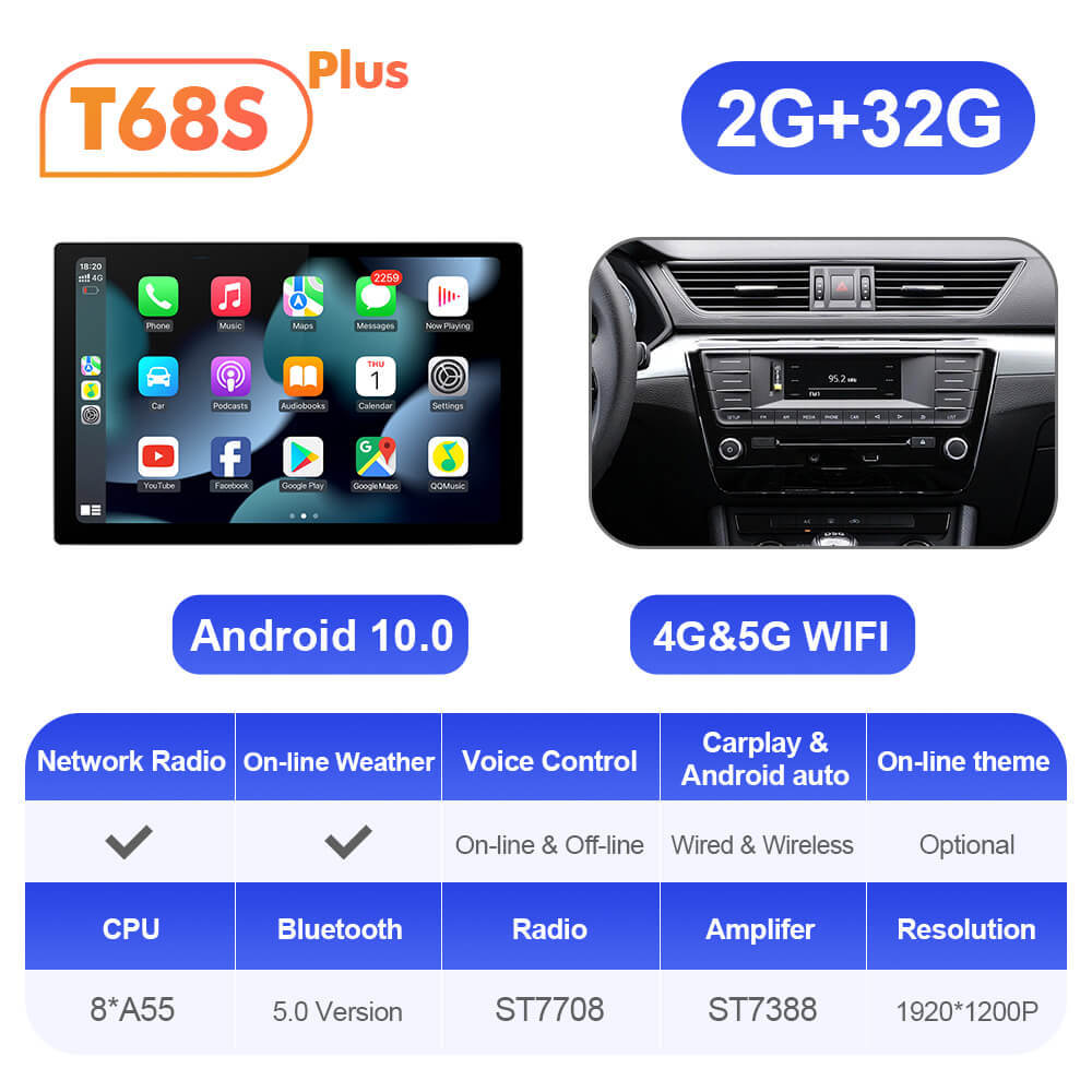 ISUDAR T72 2K 13.1 Inch 8 Core Android 10 Car Radio For Skoda Superb 3 2016-