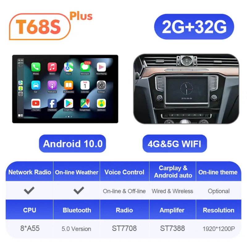 ISUDAR T72 2K 13.1 Inch 8 Core Android 10 Car Radio For VW/Volkswagen Passat B8 2015-