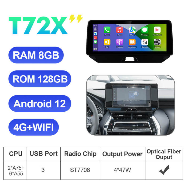 Upgrade Android 12 12.3 Inch Apple Carplay Car Stero For Toyota Harrier Venza 2021-