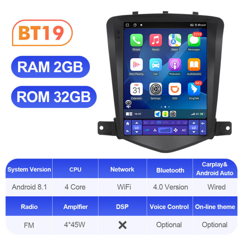 ISUDAR Car Android 10 Radio For Chevrolet Cruze J300 2008-2012 Multimedia Video GPS CarPlay