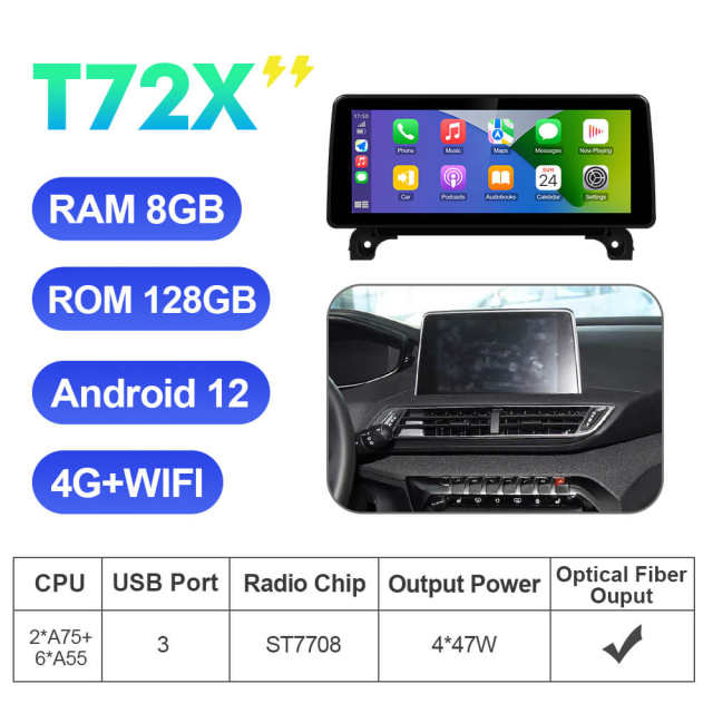 ISUDAR T72 Upgrade Android 12 12.3 Inch Auto Radio For Peugeot 3008 4008 5008 2016-2022