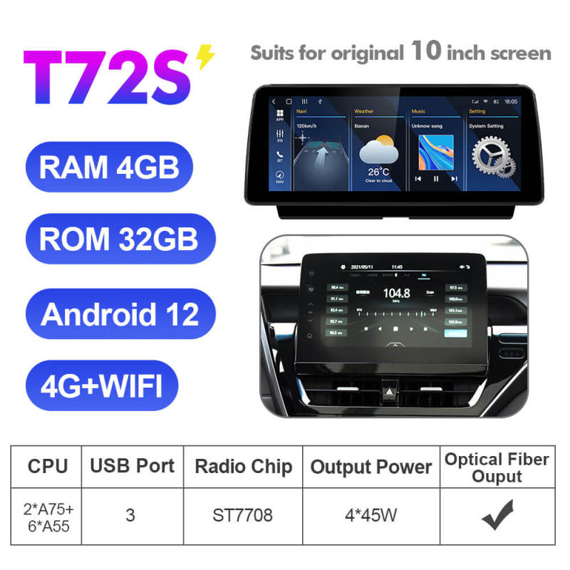 ISUDAR 12.3 Inch Android 12 Car Radio For Toyota Camry 2021- GPS Auto Multimedia Stereo