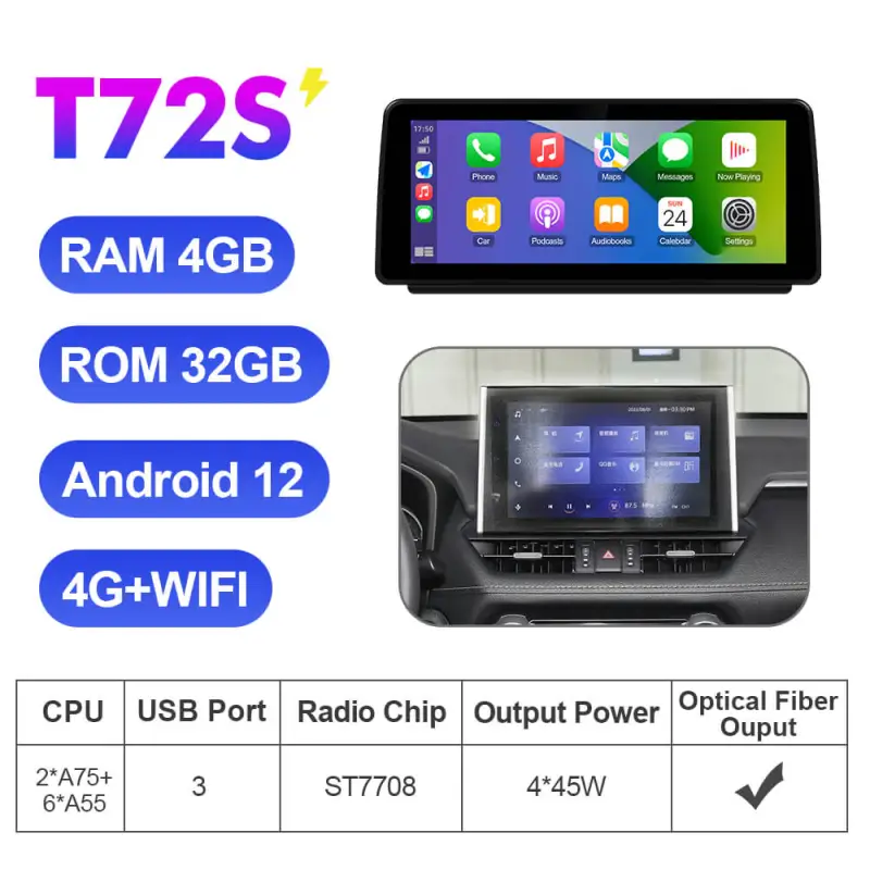 12.3 Inch  Apple Carplay Car Stero For Toyota RAV4 2019-