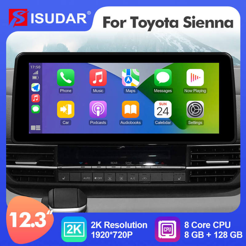 ISUDAR 12.3 Inch Android 12 Car Radio For Toyota SIENNA 2021 2022 2023 GPS Auto Multimedia Stereo