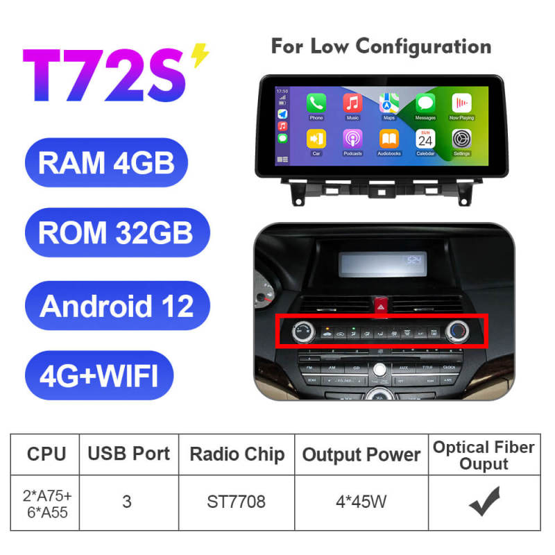 ISUDAR 12.3 Inch Android 12 Car Radio For Honda Accord 8th 2008-2013 GPS Auto Multimedia Stereo