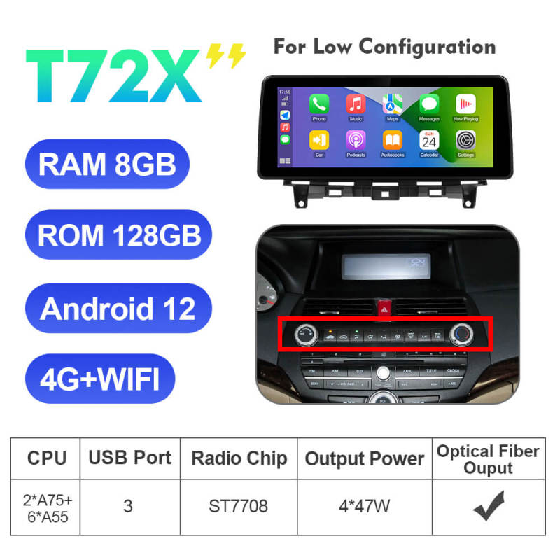 ISUDAR 12.3 Inch Android 12 Car Radio For Honda Accord 8th 2008-2013 GPS Auto Multimedia Stereo