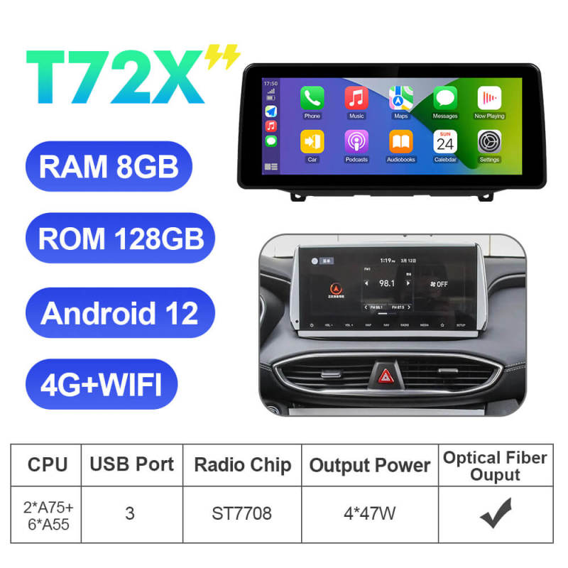 ISUDAR 12.3 Inch Android 12 Car Radio For Hyundai Santa Fe 2017-2021