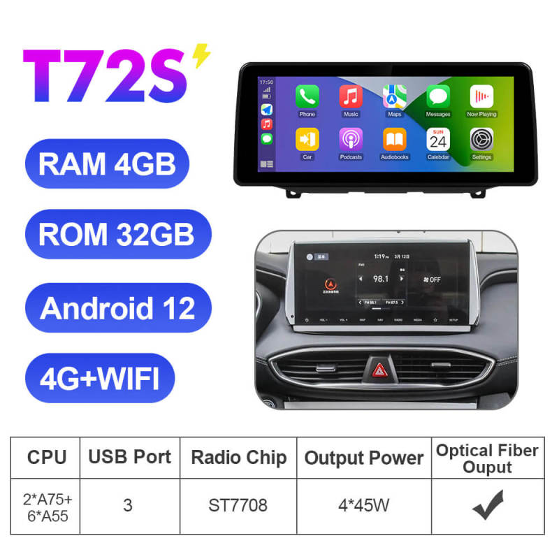 ISUDAR 12.3 Inch Android 12 Car Radio For Hyundai Santa Fe 2017-2021