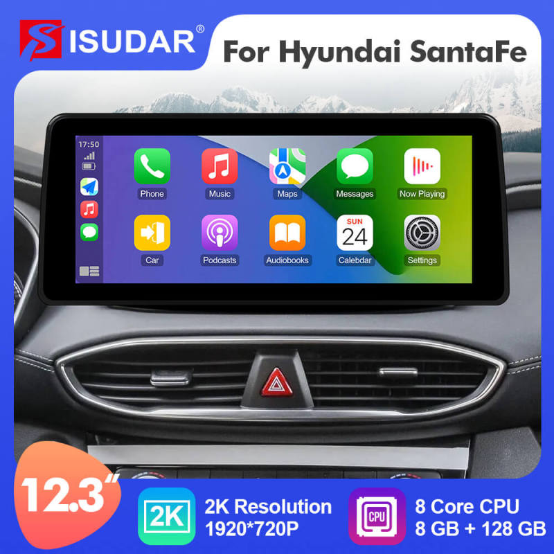 ISUDAR 12.3 Inch Android 12 Car Radio For Hyundai Santa Fe 2017-2021