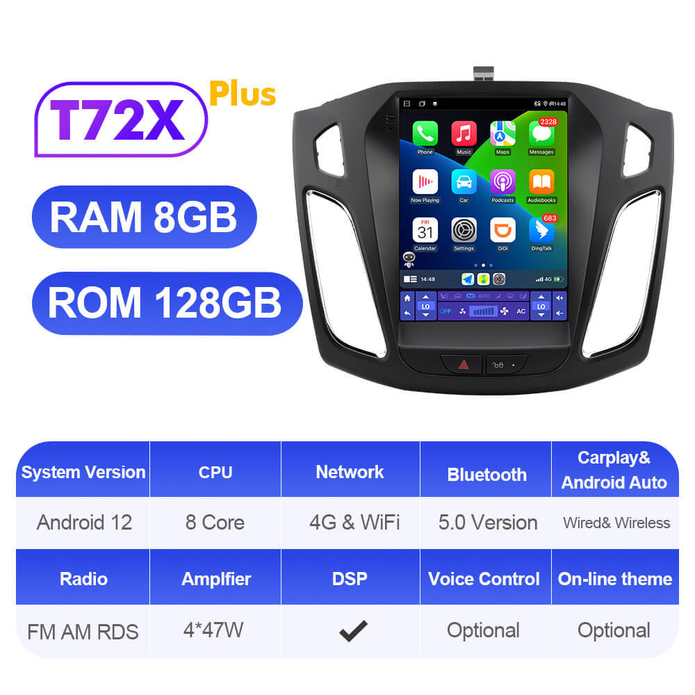 ISUDAR Upgraded Tesla style Android 12 Car Radio for Ford/Focus 2012-2017