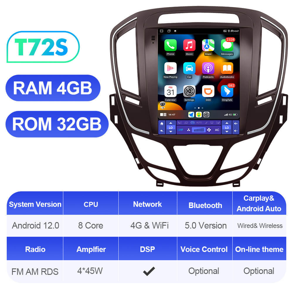 ISUDAR T72 Android 12 Car Radio for Opel Insignia 2014-2018 with Tesla sytle screen