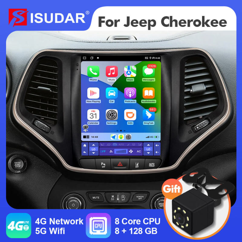 ISUDAR T72 Tesla Style Car Android 12 Radio For Jeep Cherokee 5 KL 2014-2018 Multimedia