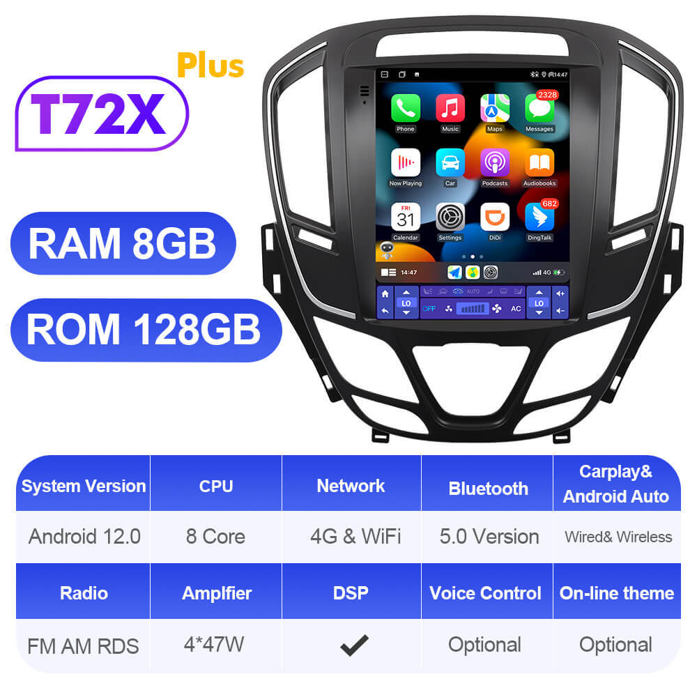 ISUDAR T72 Android 12 Car Radio for Opel Insignia 2014-2018 with Tesla sytle screen