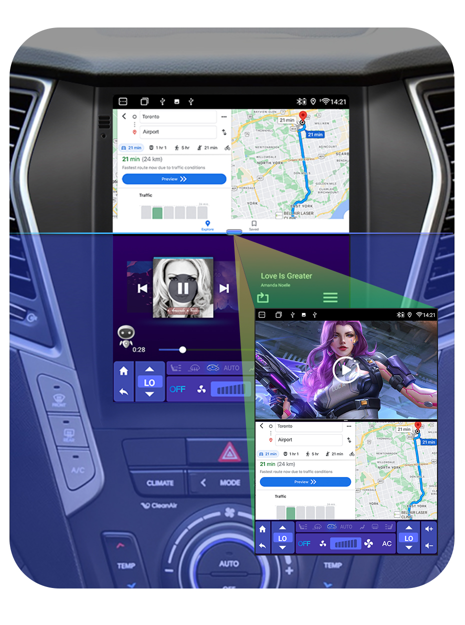 ISUDAR Android 12 Tesla Vertical Car Radio for Hyundai Santa Fe