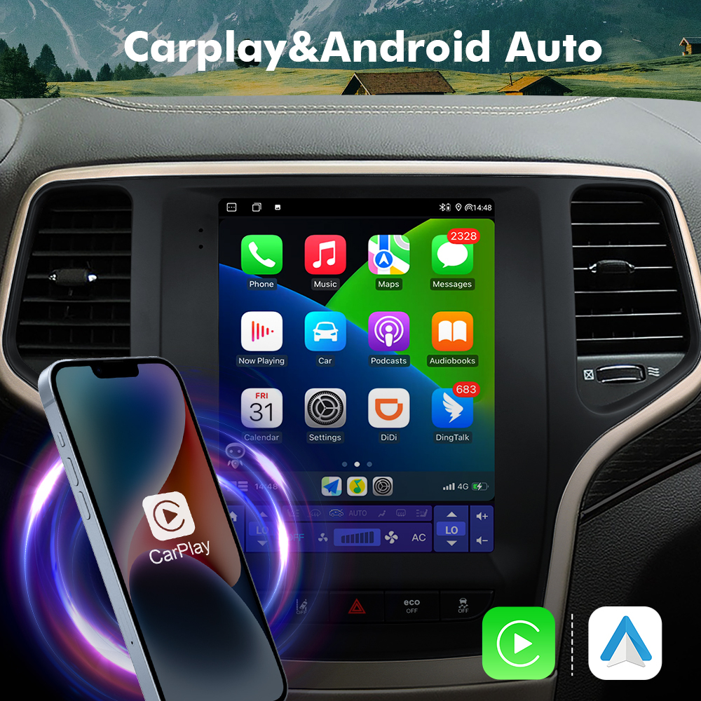 ISUDAR Android 12 Car Radio for Jeep Grand Cherokee 2014-2019 Auto Multimedia Player 2 Din Tesla Vertical