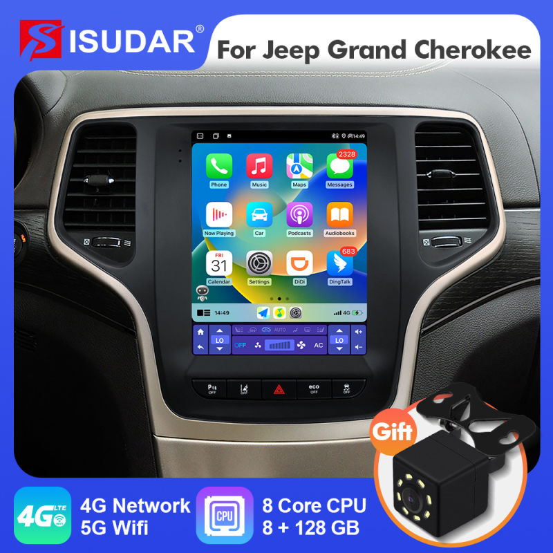 ISUDAR Android 12 Car Radio for Jeep Grand Cherokee 2014-2019 Auto Multimedia Player 2 Din Tesla Vertical