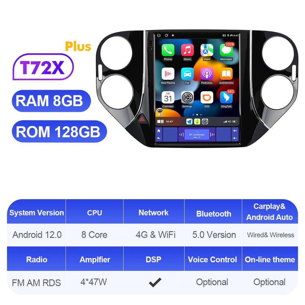 ISUDAR Android 12 Car Radio For VW Volkswagen Tiguan 2010-2016 with Tesla Style