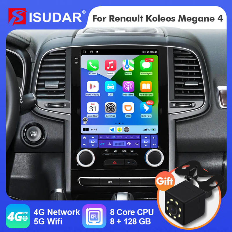 ISUDAR Android 12 9.7 inch Car Radio For Renault Samsung SM6 Talisman Koleos Megane 4 2017 Tesla Style Stereo