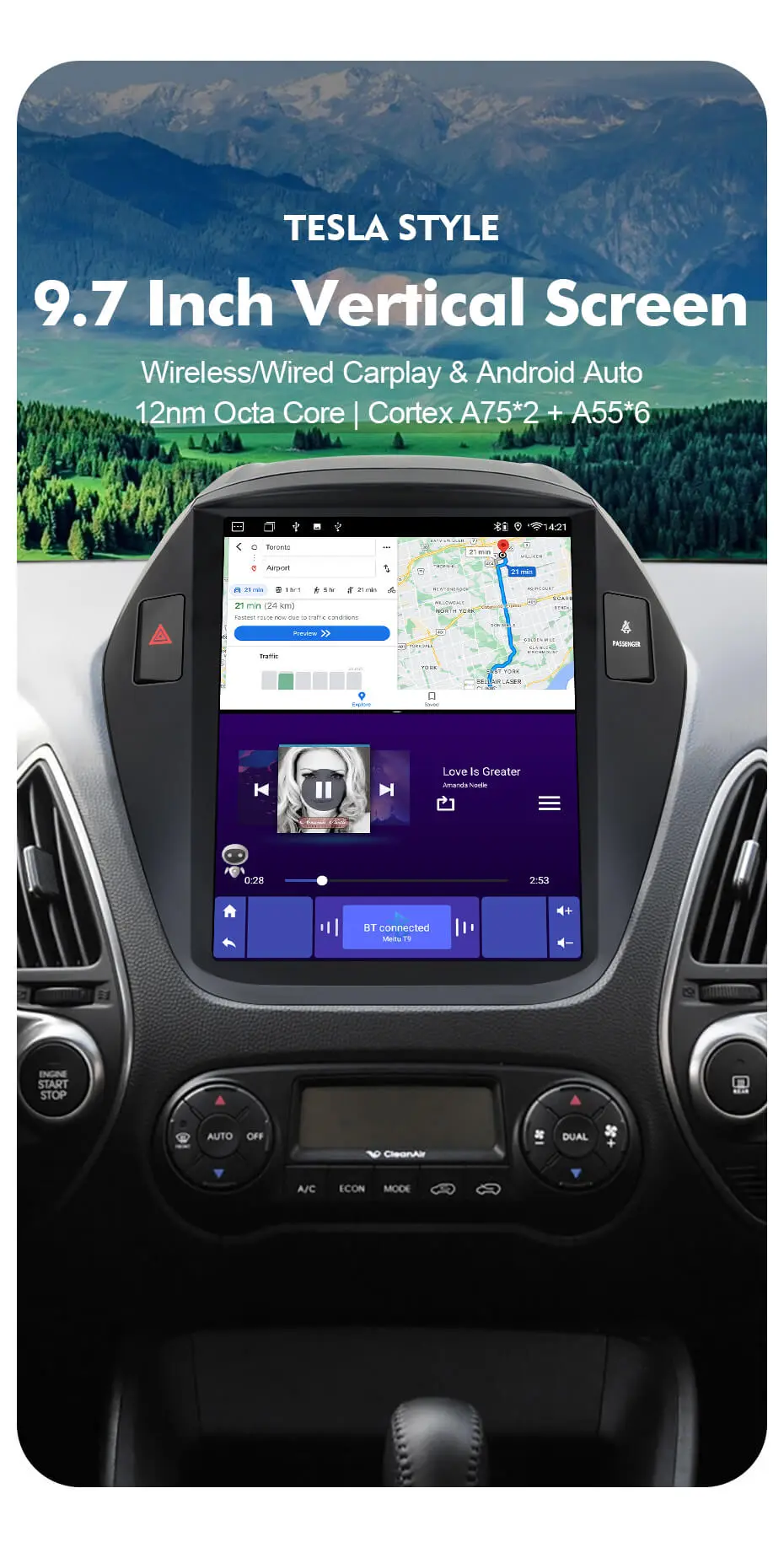 Hyundai Tucson 2015 Vertical Screen Tesla Style Autoradio Navigation
