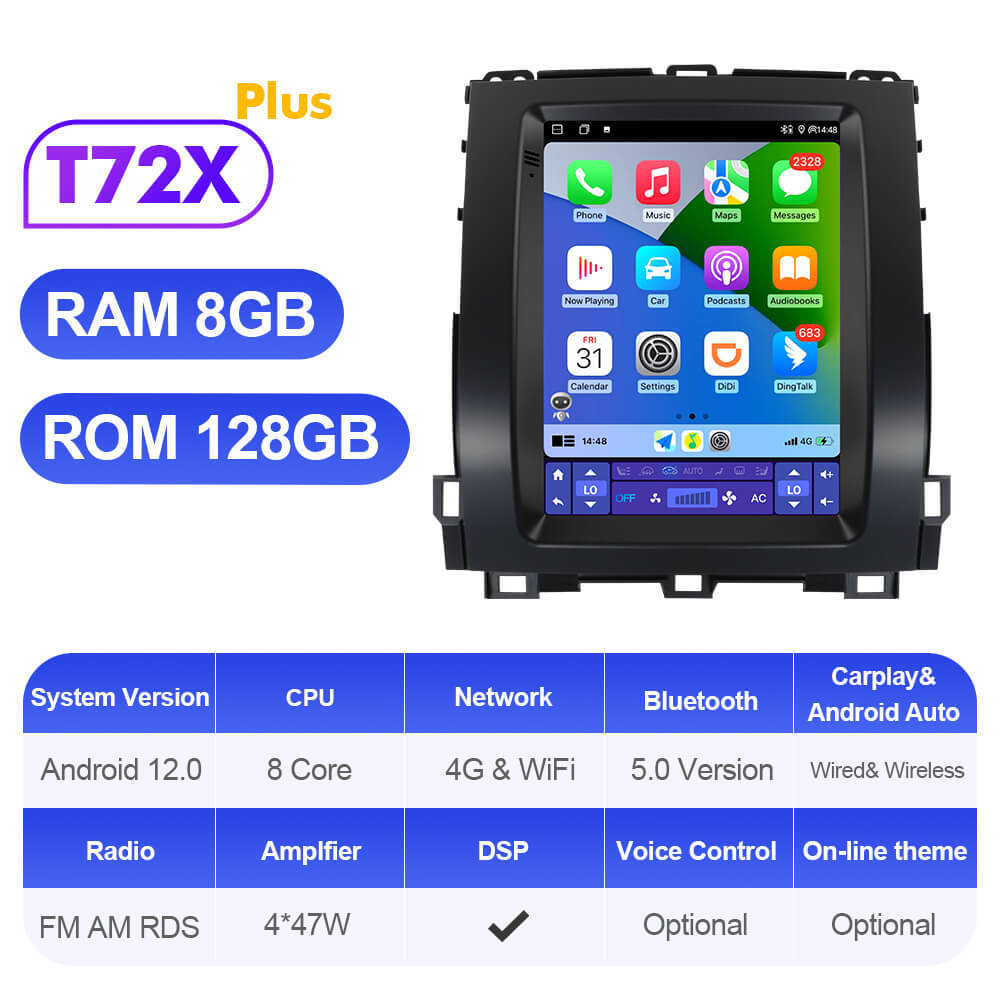 ISUDAR Android 12 Car Radio For Toyota Land Cruiser Prado 120 2002-2009 Multimedia Player