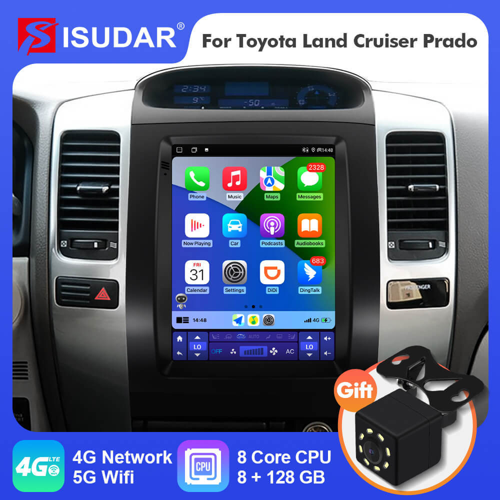 ISUDAR Android 12 Car Radio For Toyota Land Cruiser Prado 120 2002-2009 Multimedia Player