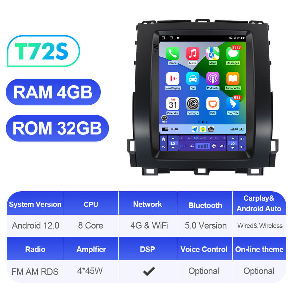 ISUDAR Android 12 Car Radio For Toyota Land Cruiser Prado 120 2002-2009 Multimedia Player