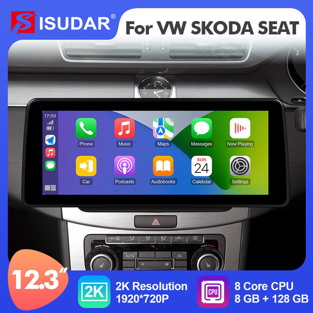 ISUDAR 12.3 Inch Android 12 Car Radio For VW/volkswagen/Skoda/Seat/Passat/Golf/Tiguan/CC/Leon GPS Multimedia Stereo