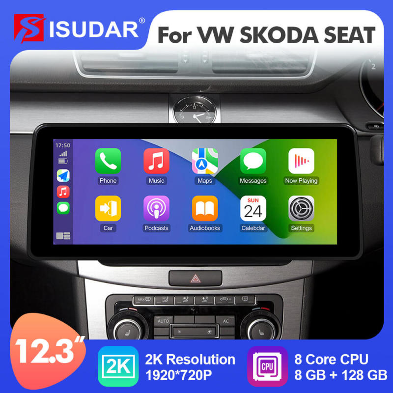 ISUDAR 12.3 Inch Android 12 Car Radio For VW/volkswagen/Skoda/Seat/Passat/Golf/Tiguan/CC/Leon GPS Multimedia Stereo