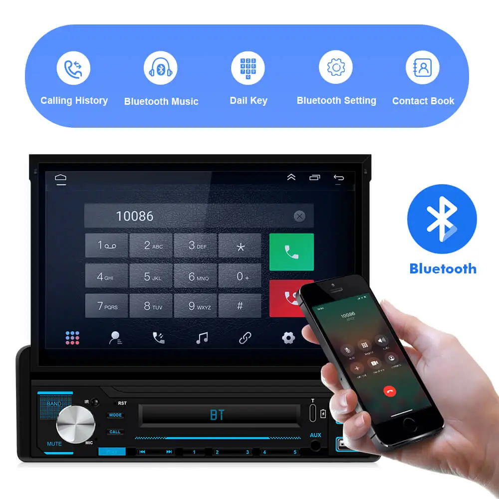 ISUDAR 1 Din Android 10 Car Radio 7 Retractable Screen Multimedia