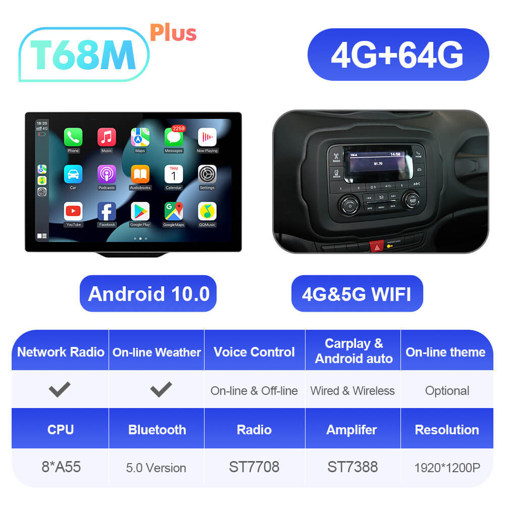 T72 ISUDAR 2K Upgrade 13.1'' screen Car Multimedia Radio Player For Jeep Renegade 2014 2015 2016 2017