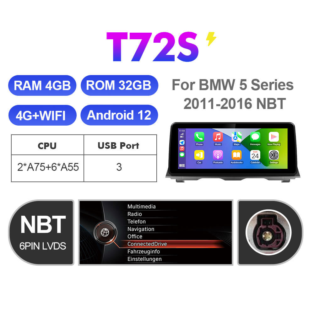 ISUDAR 12.3 Inch Android 12 Car Radio For BMW 5 Series F10 F11 2011-2016 CIC/NBT GPS Auto Multimedia Stereo