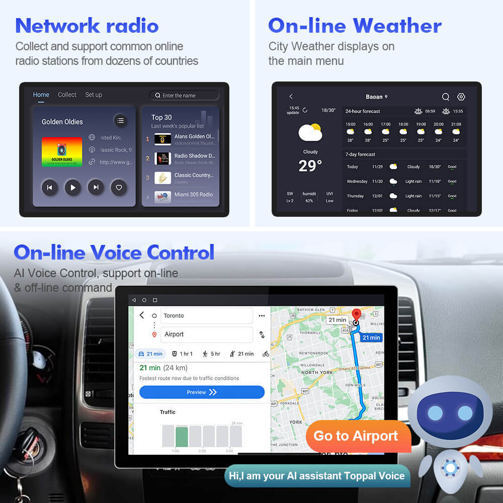 ISUDAR 2K 13.1'' Carplay Car Multimedia Radio Player For Toyota Land Cruiser Prado 120 2002-2009