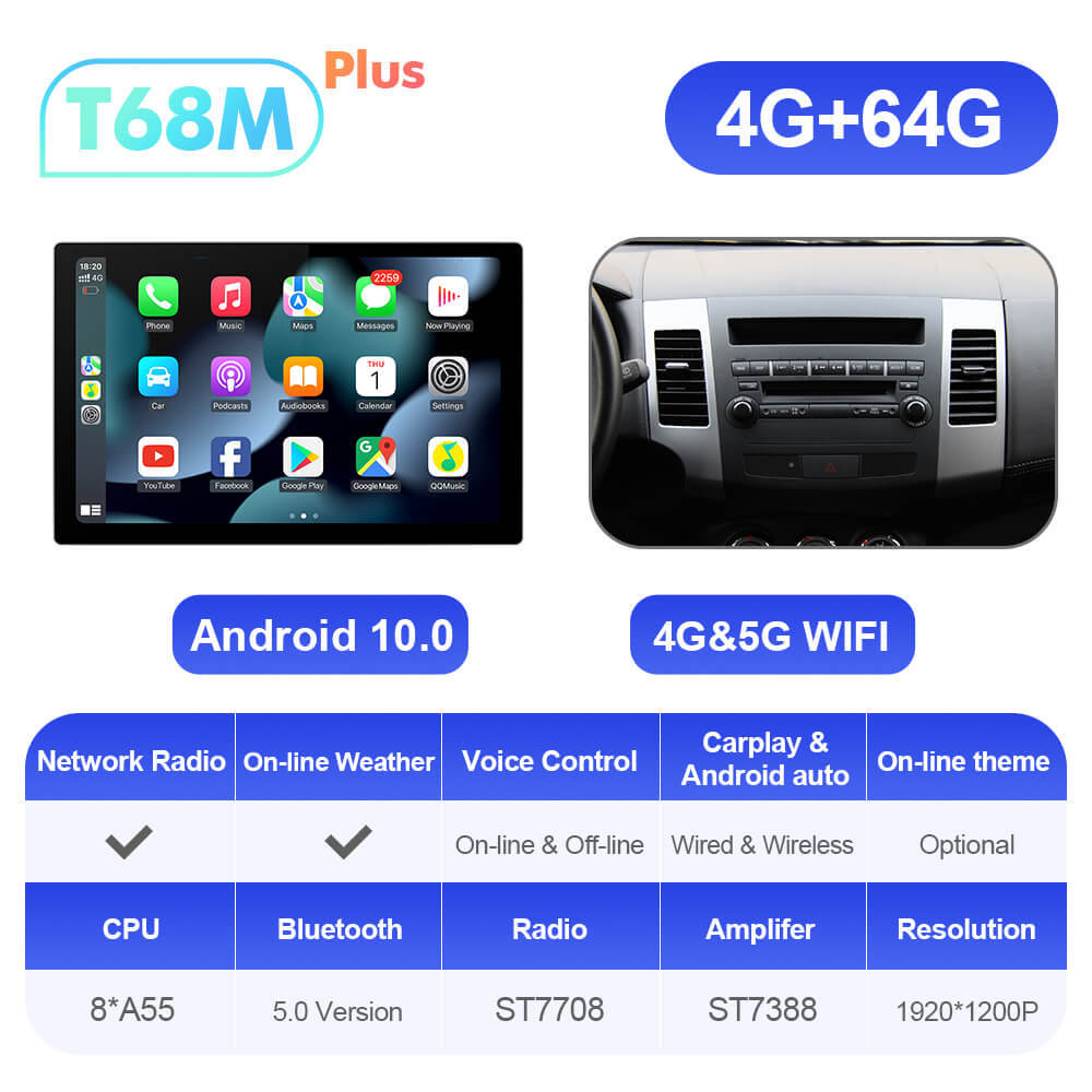 ISUDAR 2K 13.1'' Screen Car Multimedia Radio Player For OUTLANDER MITSUBISHI 2007 2008 2009 -2012 Navi