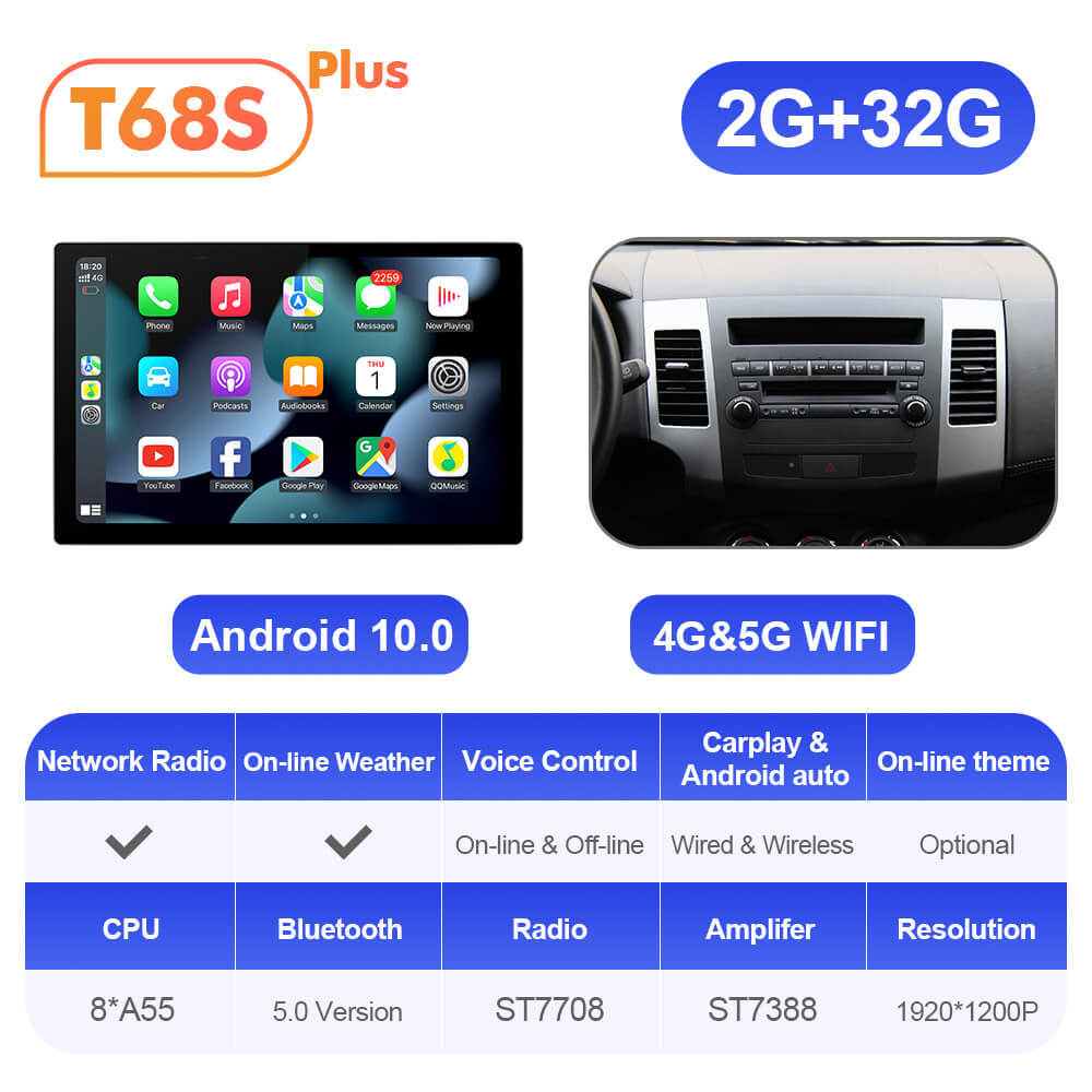 ISUDAR 2K 13.1'' Screen Car Multimedia Radio Player For OUTLANDER MITSUBISHI 2007 2008 2009 -2012 Navi