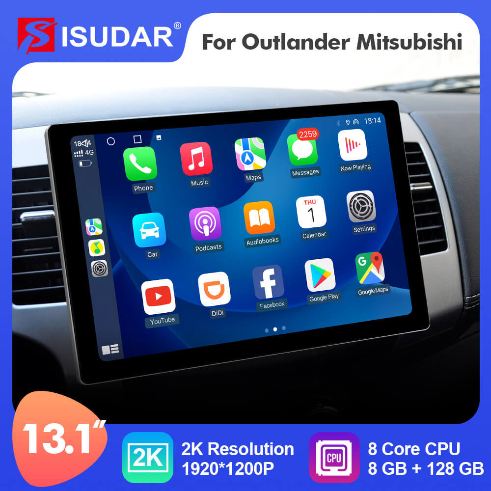 ISUDAR 2K 13.1'' Screen Car Multimedia Radio Player For OUTLANDER MITSUBISHI 2007 2008 2009 -2012 Navi