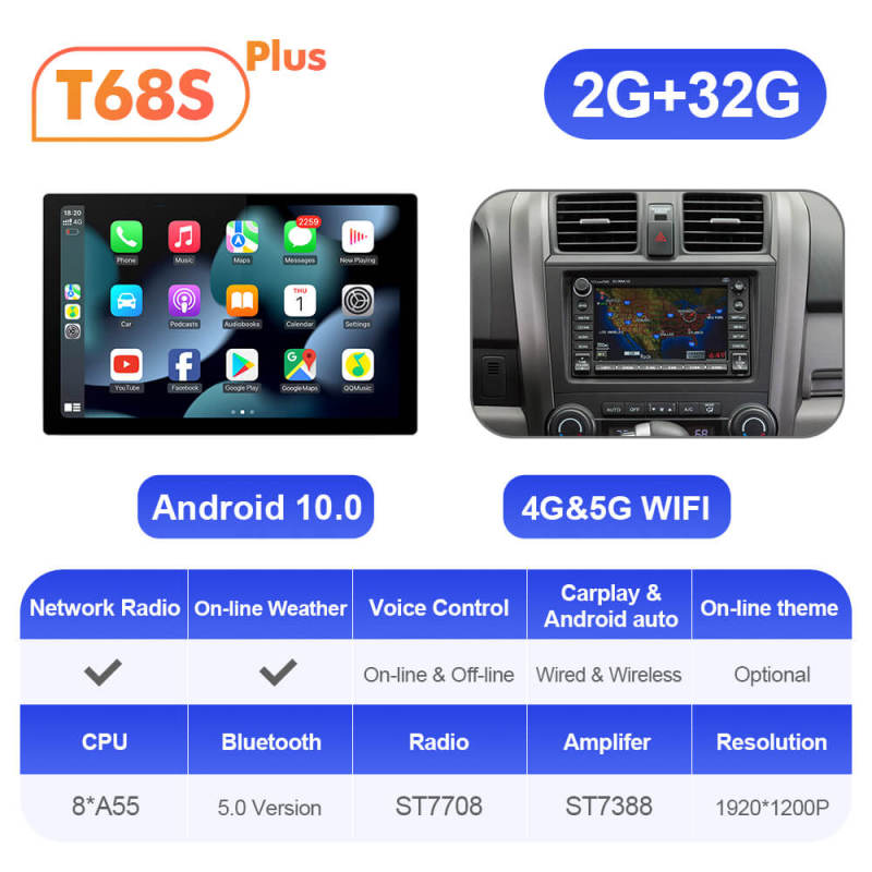 ISUDAR 2K 13.1'' Carplay Car Multimedia Radio Player For Honda/CRV/CR-V 2006 2007-2011 GPS Navigation