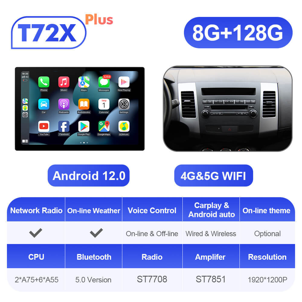 ISUDAR 2K 13.1'' Screen Car Multimedia Radio Player For OUTLANDER MITSUBISHI 2007 2008 2009 -2012 Navi