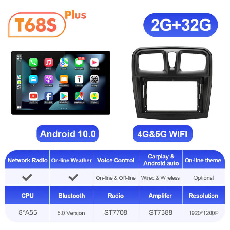 ISUDAR 2K 13.1'' Android Car Radio Player For Renault Logan 2 2012 -2019 Sandero 2 2014-2019