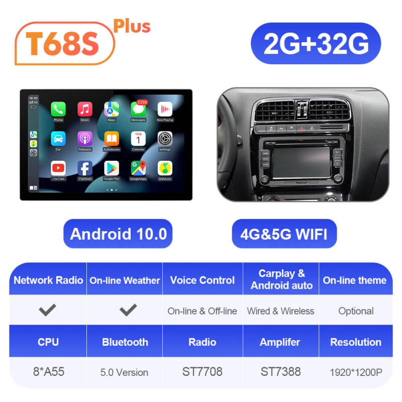 ISUDAR 2K 13.1 Inch 8 Core Android 10 Car Radio For VW/Volkswagen/POLO Sedan 2009-2017