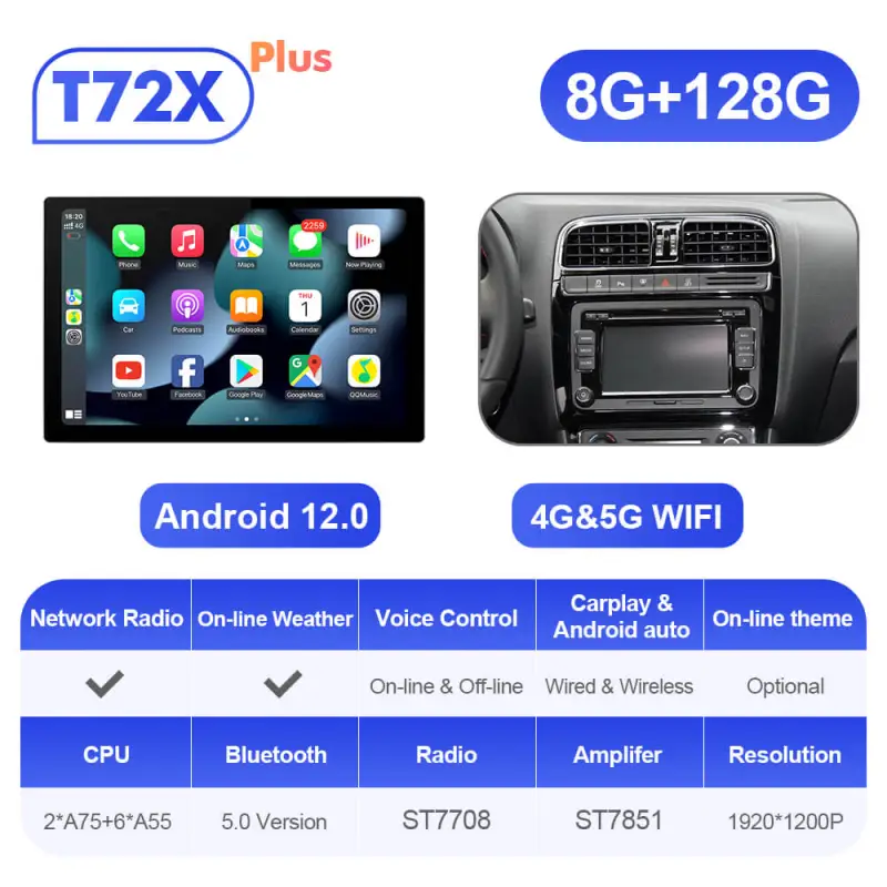ISUDAR 2K 13.1 Inch 8 Core Android 10 Car Radio For VW/Volkswagen/POLO Sedan 2009-2017